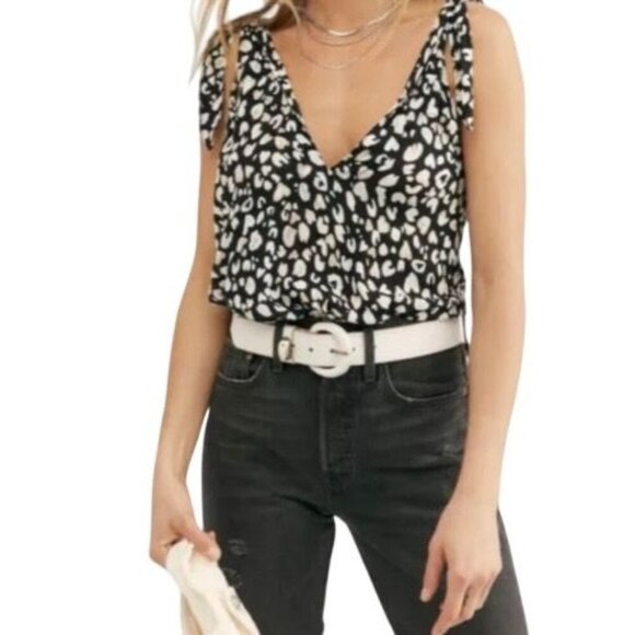 Free People Womens Bare It  Lace Detail Leopard Print BodysuitSize XS - Picture 4 of 10